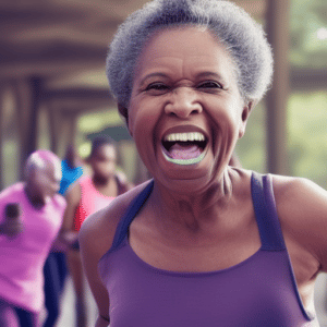 70 year old black woman being active