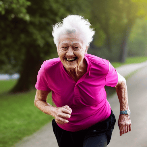 75 year old woman running for exercise