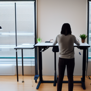 woman at a standing desk