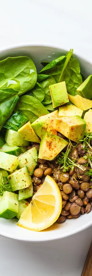 lentils and cucumbers