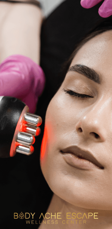 woman receiving red light therapy and biolift microcurrent in Pickerington, Oh