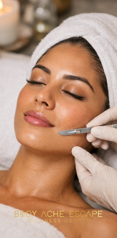 dermaplane facial at body ache escape woman receivingdermaplane facial in Pickerington, Oh