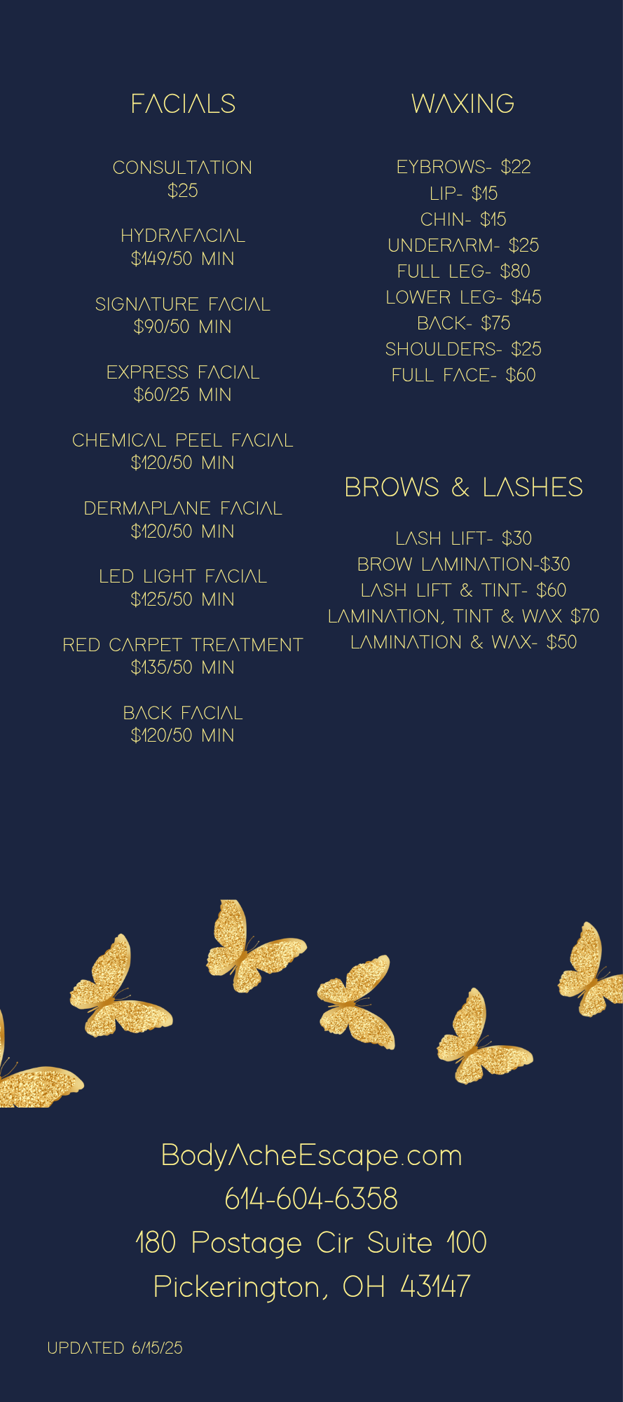 body ache escape price list