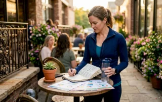 Woman creating personalized wellness plan at home