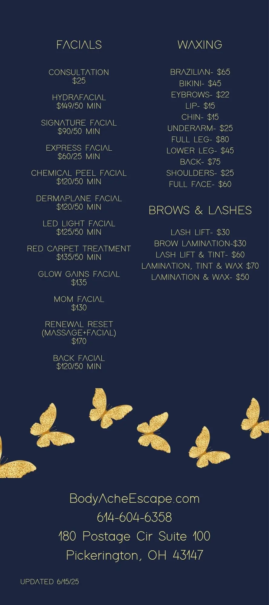FACIAL AND WAXING PRICES IN PICKERINGTON